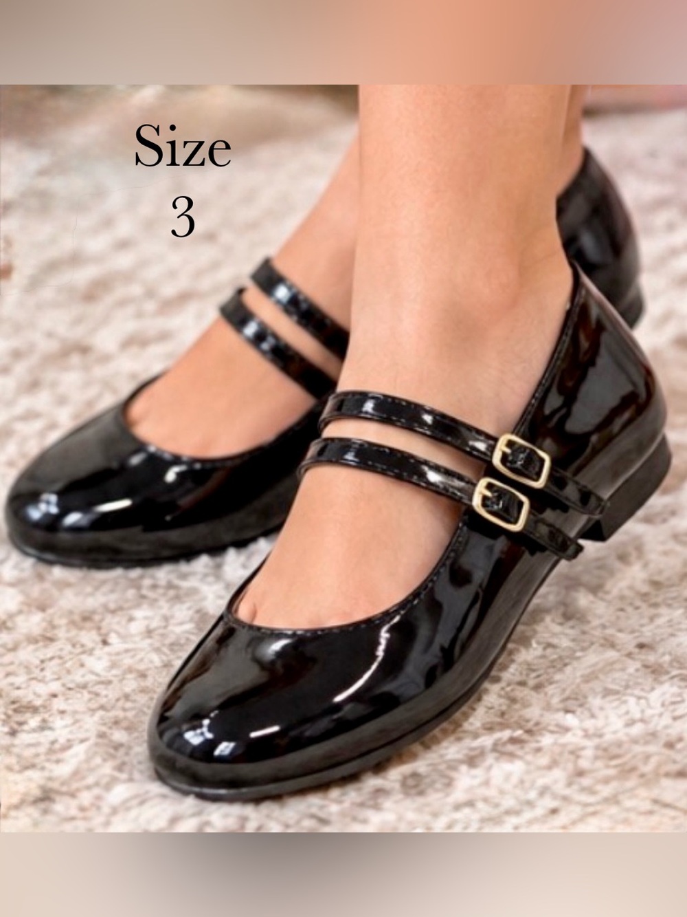 The Childrens Place Black Patent Leather Mary Jane Flats - Size 3